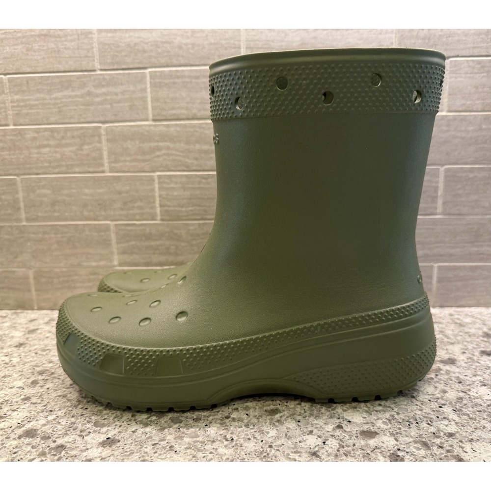 Crocs NWOT Adult Unisex Classic Army Green Waterproof Rain Boots Mens 7 Womens 9 - Picture 8 of 11